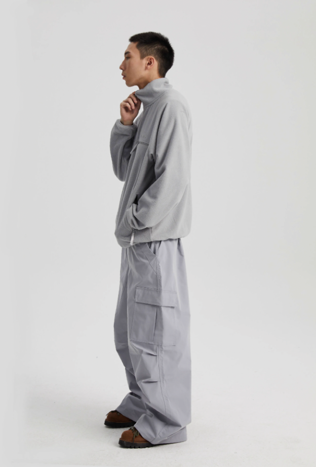 Wassup House Contrasting Edge Zipper Fleece Jacket