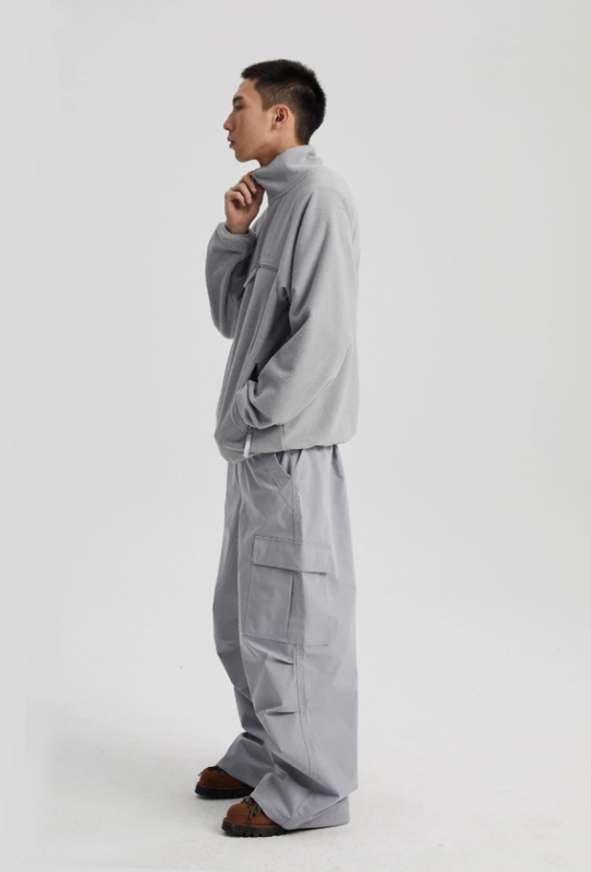 Wassup House Contrasting Edge Zipper Fleece Jacket