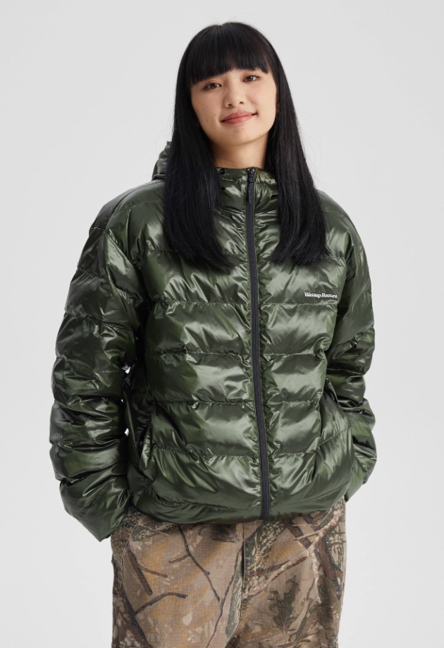 Wassup House Basic Glossy Hooded Down Jacket