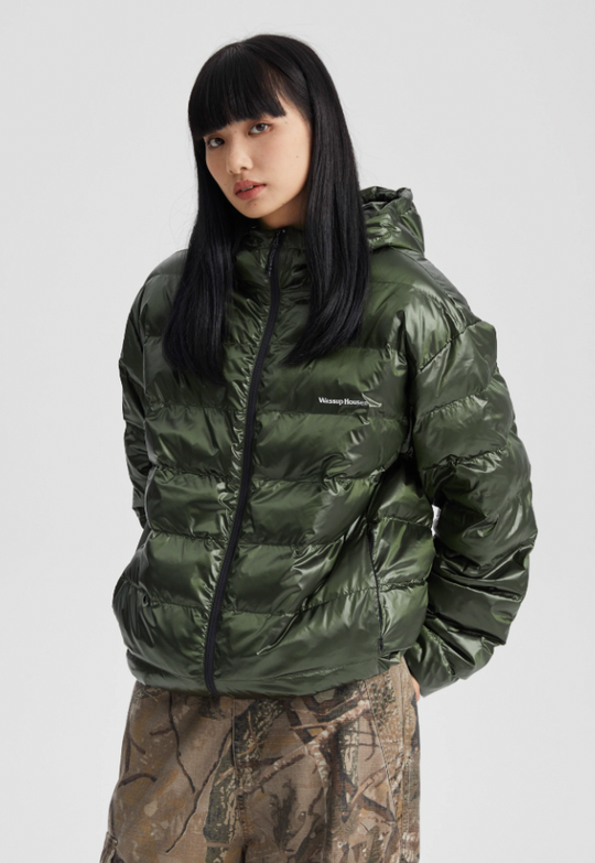 Wassup House Basic Glossy Hooded Down Jacket