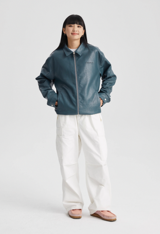 Wassup House Basic Zipper Leather Jacket