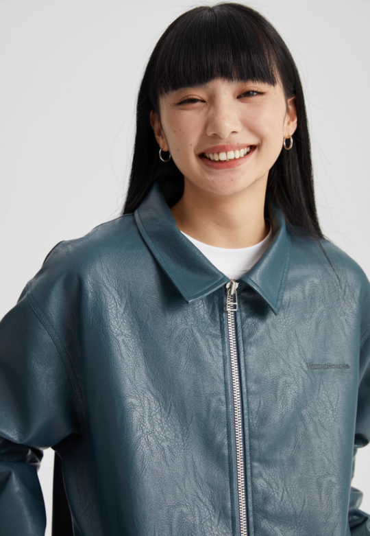 Wassup House Basic Zipper Leather Jacket