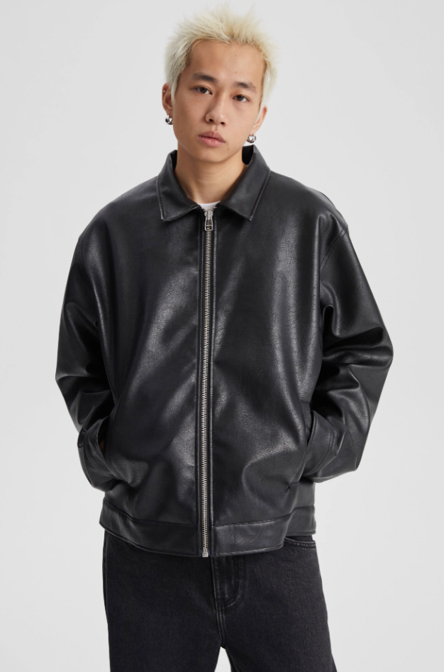Wassup House Basic Zipper Leather Jacket