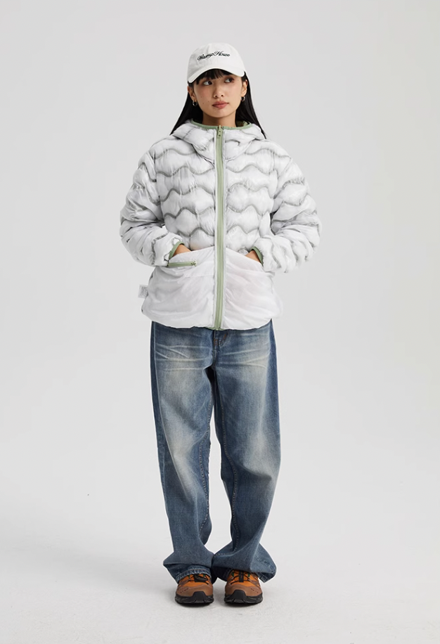 Wassup House Reversible Military Quilt Hooded Down Jacket