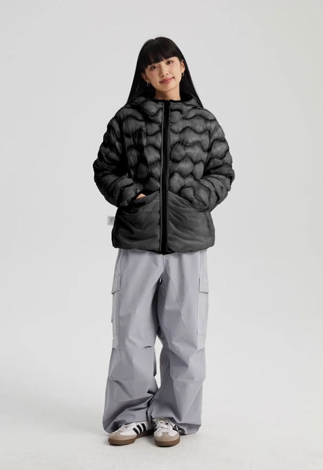 Wassup House Reversible Military Quilt Hooded Down Jacket