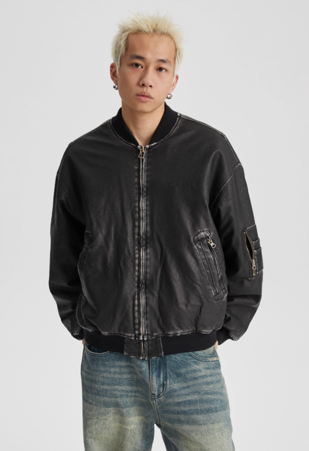 Wassup House Vintage MA-1 Flight Leather Jacket