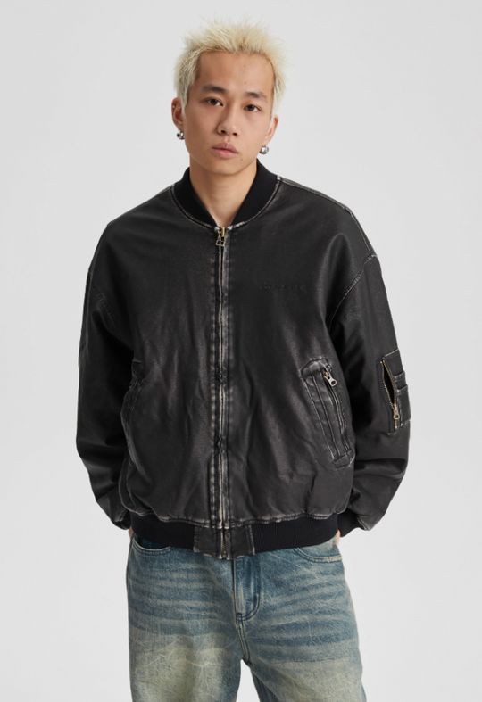 Wassup House Vintage MA-1 Flight Leather Jacket