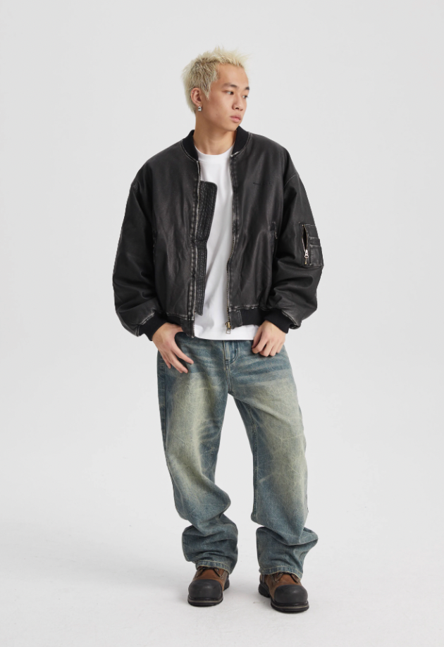 Wassup House Vintage MA-1 Flight Leather Jacket