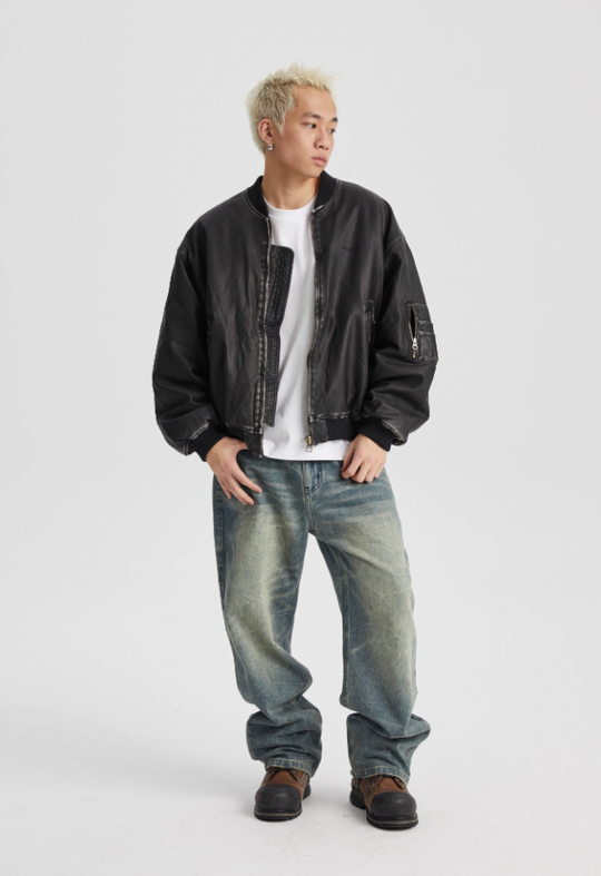 Wassup House Vintage MA-1 Flight Leather Jacket