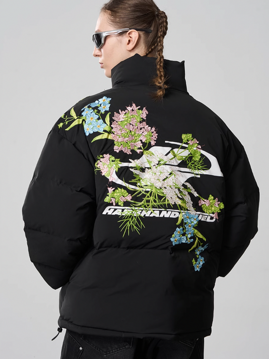 Harsh and Cruel Floral Embroidery Down Jacket
