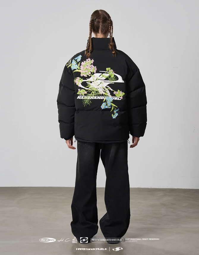 Harsh and Cruel Floral Embroidery Down Jacket