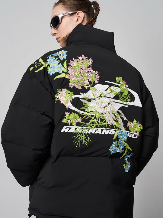 Harsh and Cruel Floral Embroidery Down Jacket