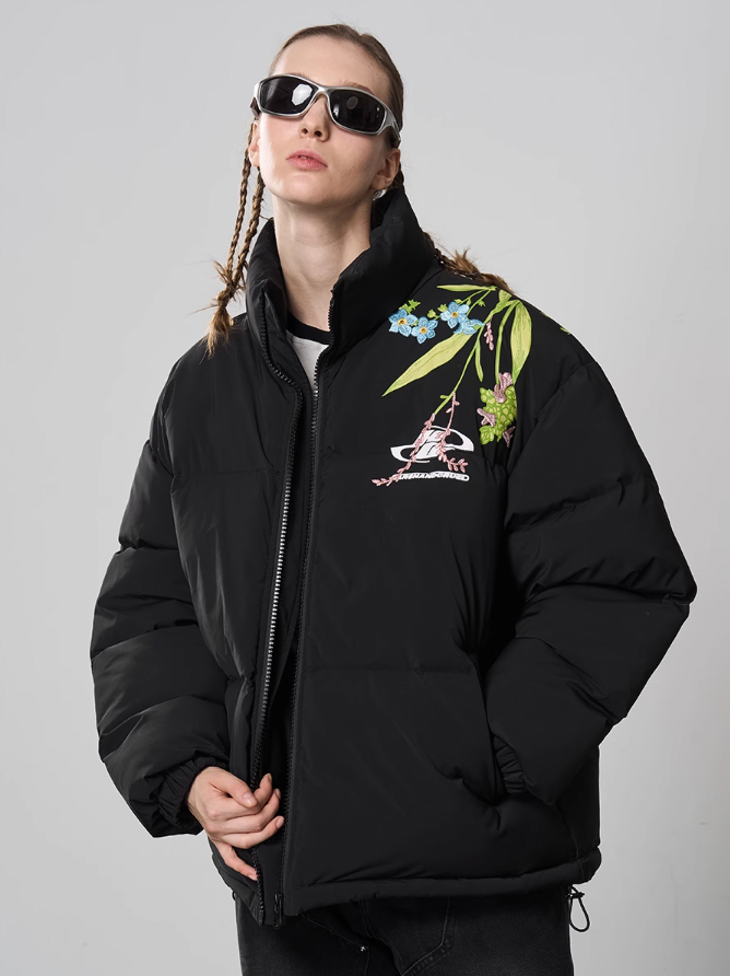 Harsh and Cruel Floral Embroidery Down Jacket
