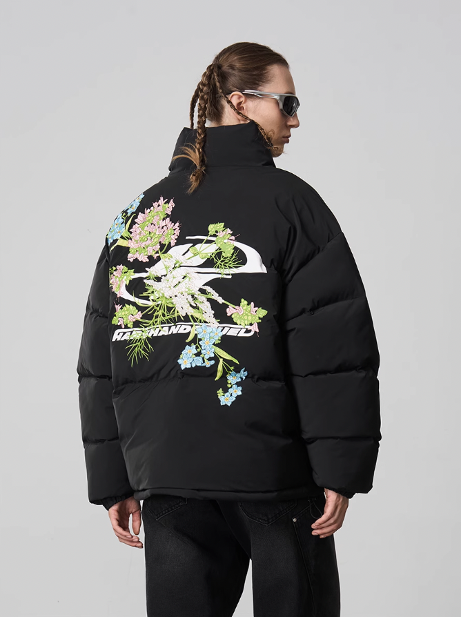 Harsh and Cruel Floral Embroidery Down Jacket