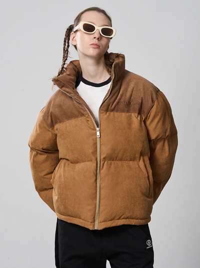Harsh and Cruel Stitched Corduroy Embroidered logo Down Jacket