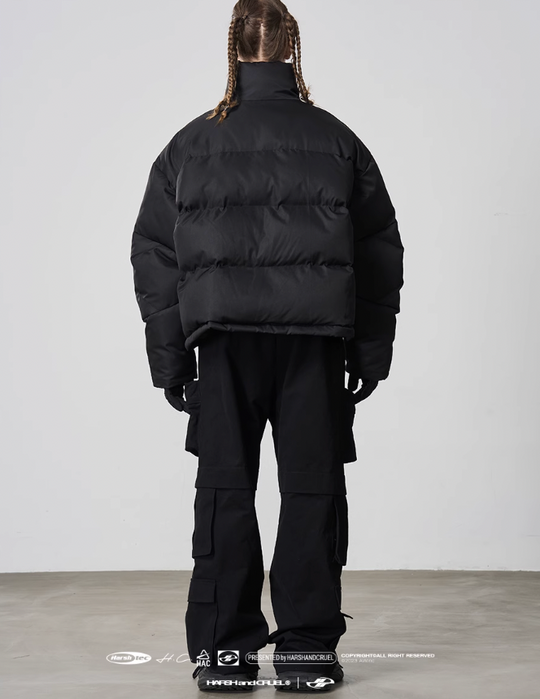 Harsh and Cruel Embroidered Logo Stand Up Collar Down Jacket