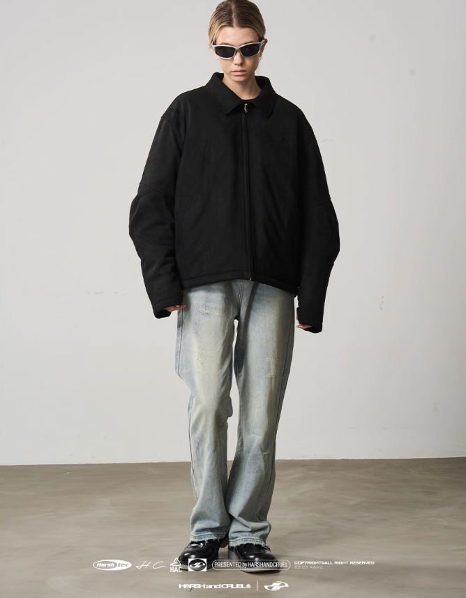 Harsh and Cruel Suede Stitched Padded Jacket