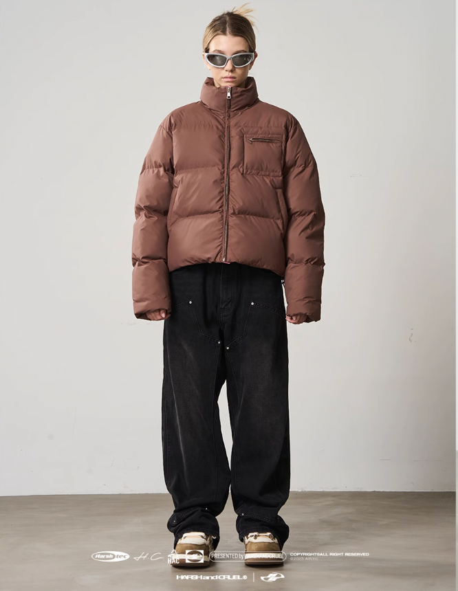 Harsh and Cruel Contrast Zipper Padded Down Jacket