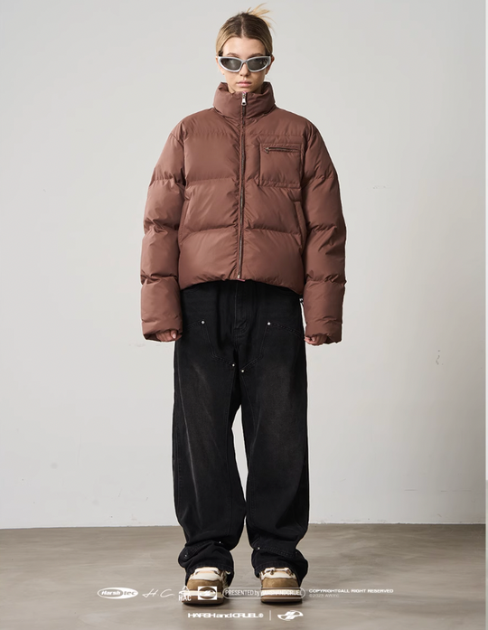 Harsh and Cruel Contrast Zipper Padded Down Jacket