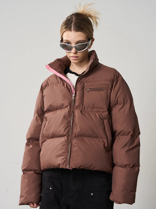 Harsh and Cruel Contrast Zipper Padded Down Jacket