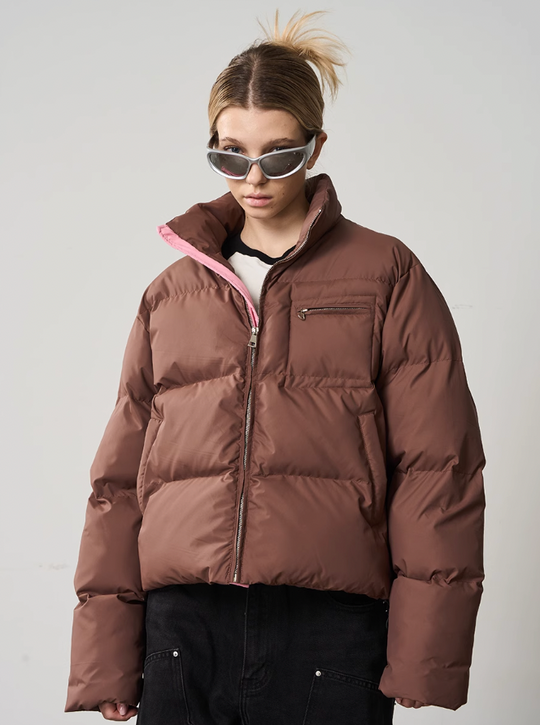 Harsh and Cruel Contrast Zipper Padded Down Jacket