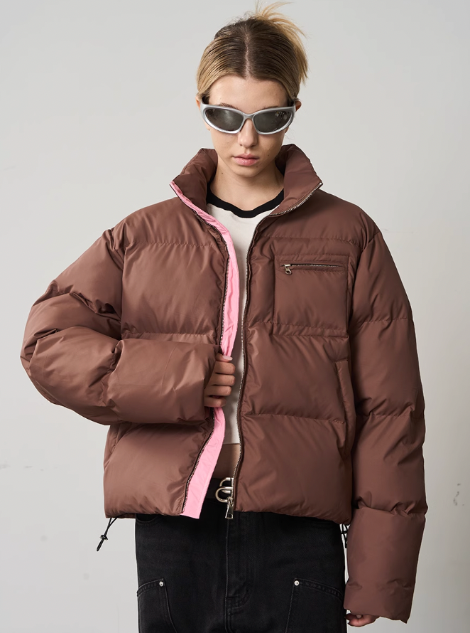 Harsh and Cruel Contrast Zipper Padded Down Jacket
