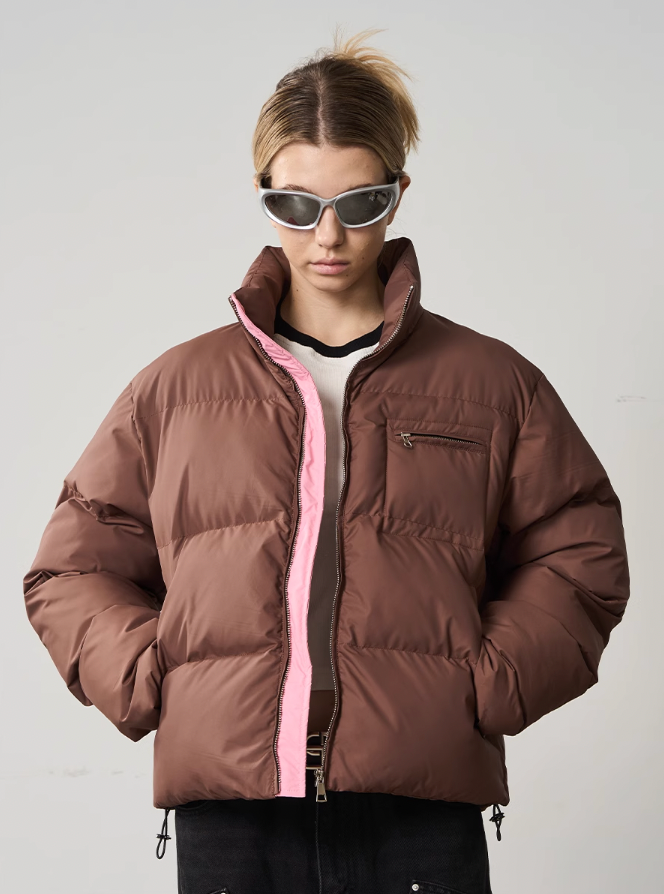 Harsh and Cruel Contrast Zipper Padded Down Jacket