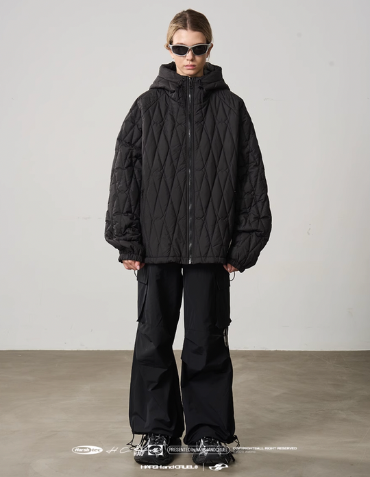 Harsh and Cruel Quilted Pattern Embroidered Logo Jacket