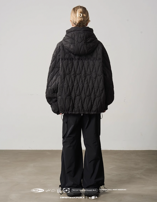 Harsh and Cruel Quilted Pattern Embroidered Logo Jacket