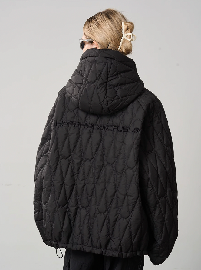 Harsh and Cruel Quilted Pattern Embroidered Logo Jacket