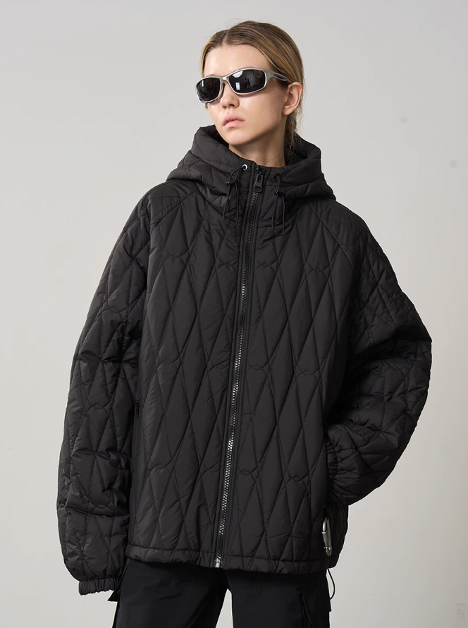 Harsh and Cruel Quilted Pattern Embroidered Logo Jacket