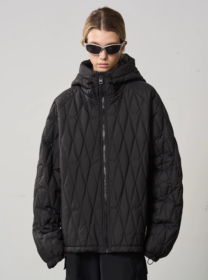 Harsh and Cruel Quilted Pattern Embroidered Logo Jacket