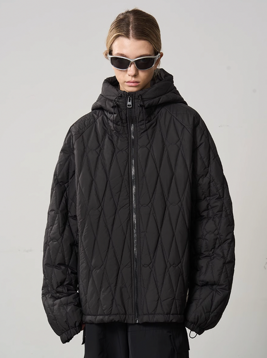 Harsh and Cruel Quilted Pattern Embroidered Logo Jacket