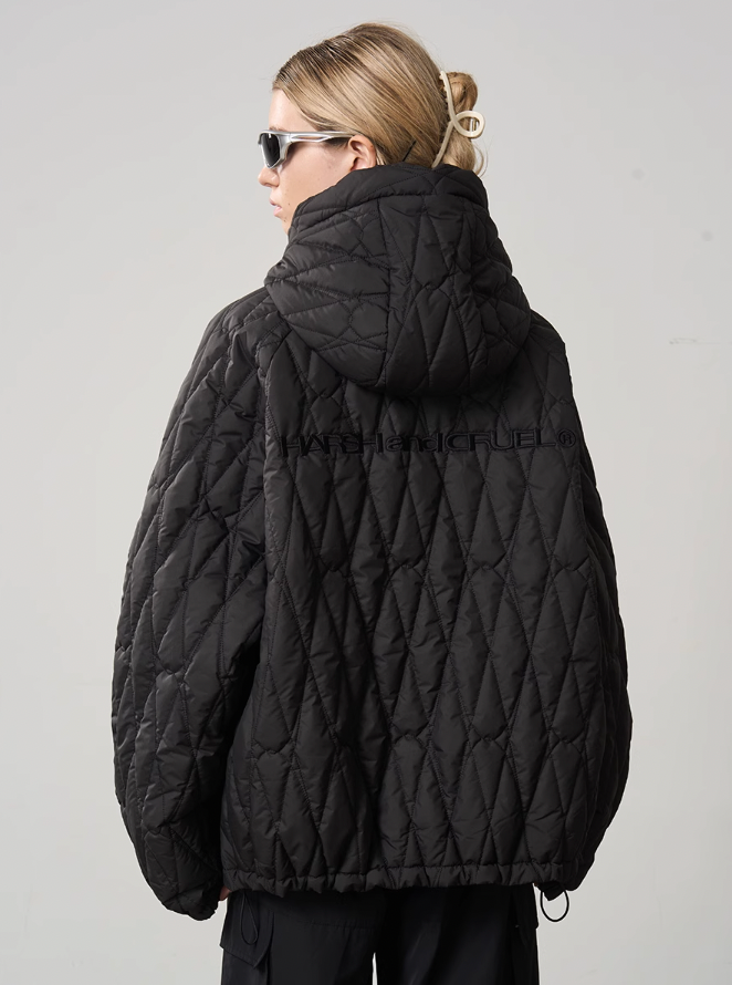 Harsh and Cruel Quilted Pattern Embroidered Logo Jacket