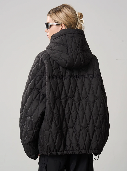 Harsh and Cruel Quilted Pattern Embroidered Logo Jacket