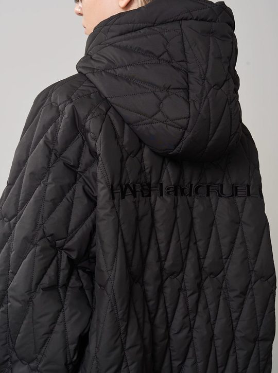 Harsh and Cruel Quilted Pattern Embroidered Logo Jacket