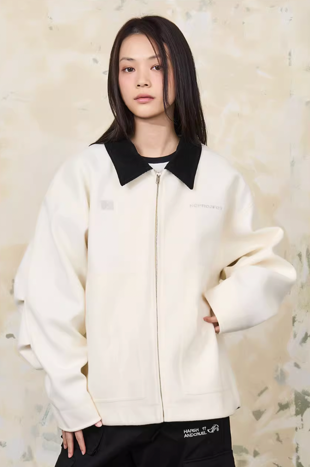 Harsh and Cruel Embroidered Logo Woolen Jacket