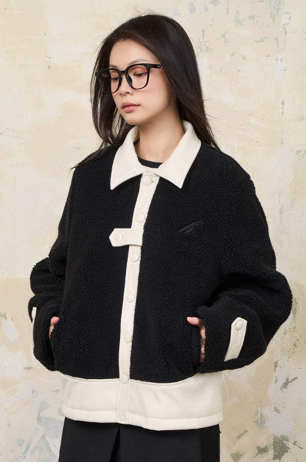 Harsh and Cruel PU Leather Stitched Sherpa Jacket