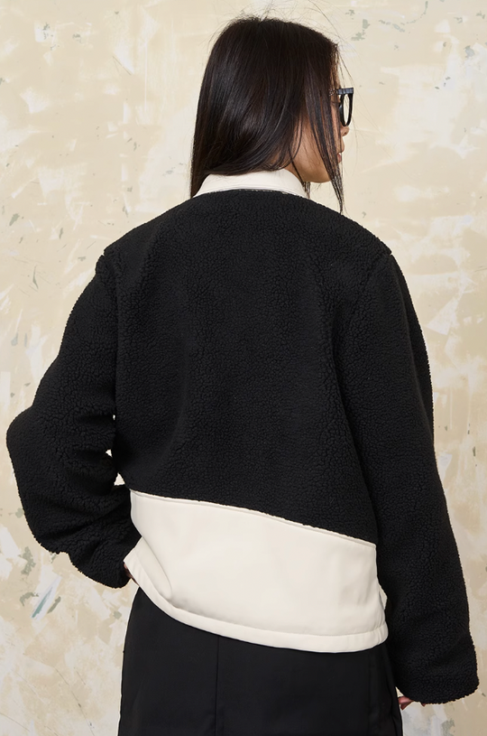 Harsh and Cruel PU Leather Stitched Sherpa Jacket