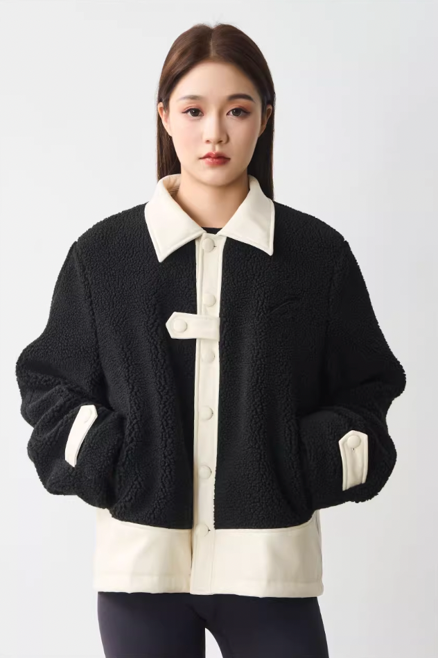 Harsh and Cruel PU Leather Stitched Sherpa Jacket