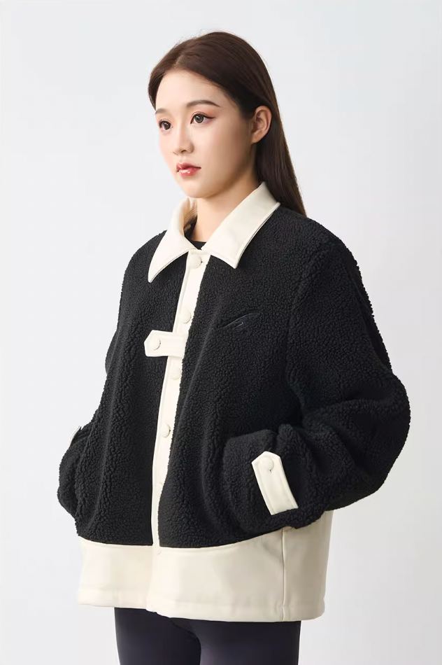 Harsh and Cruel PU Leather Stitched Sherpa Jacket