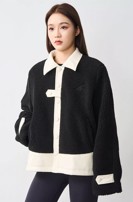 Harsh and Cruel PU Leather Stitched Sherpa Jacket