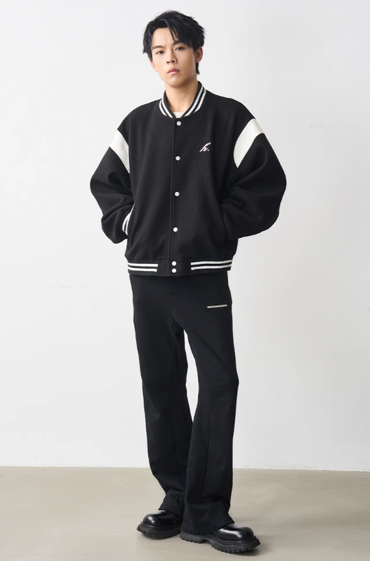 Harsh and Cruel Contrast Stitching Embroidered Varsity Jacket