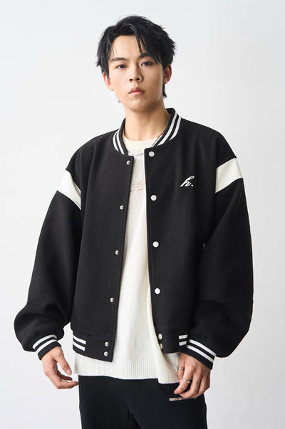 Harsh and Cruel Contrast Stitching Embroidered Varsity Jacket