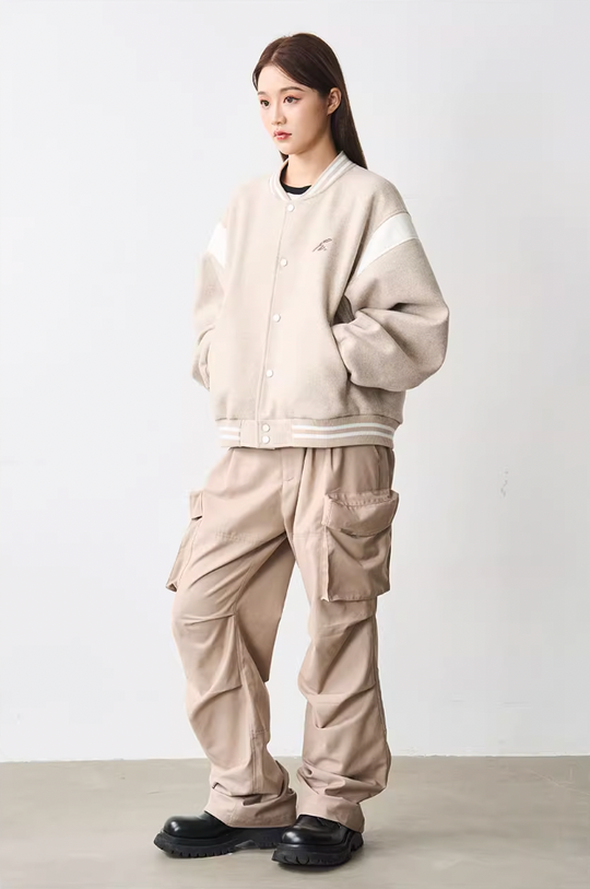 Harsh and Cruel Contrast Stitching Embroidered Varsity Jacket