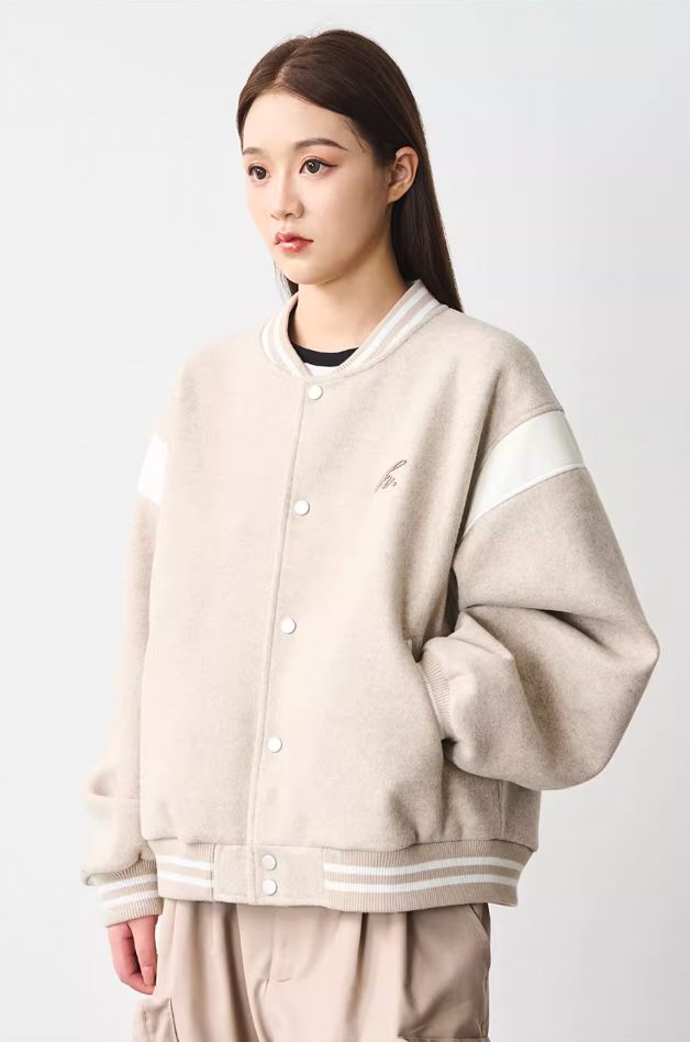 Harsh and Cruel Contrast Stitching Embroidered Varsity Jacket