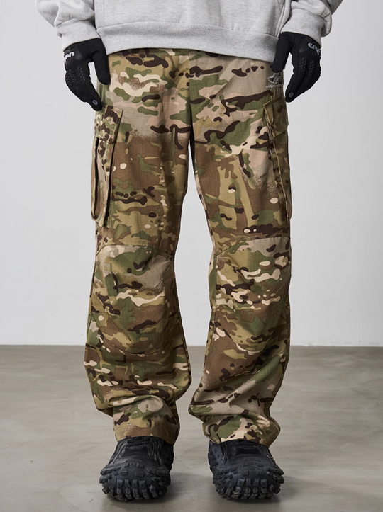 Harsh and Cruel Pleated Camo Cargo Trousers