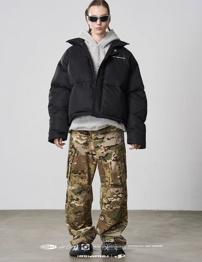 Harsh and Cruel Pleated Camo Cargo Trousers