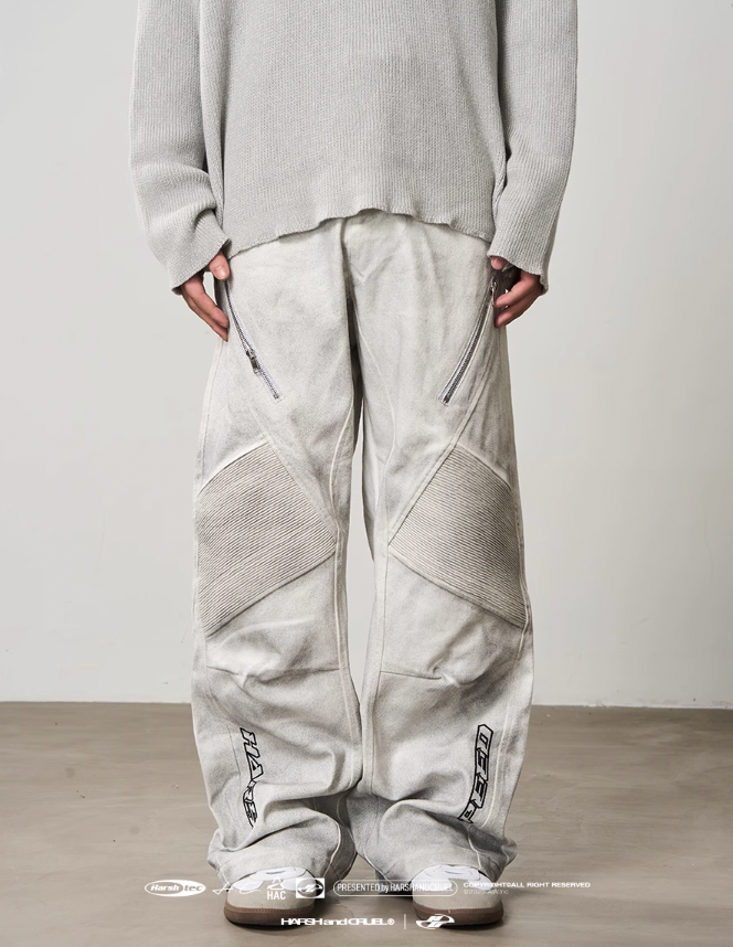 Harsh and Cruel Racing Embroidered Patchwork Trousers
