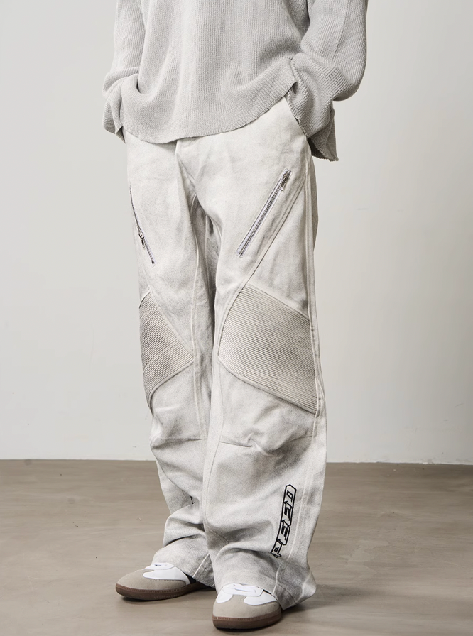 Harsh and Cruel Racing Embroidered Patchwork Trousers